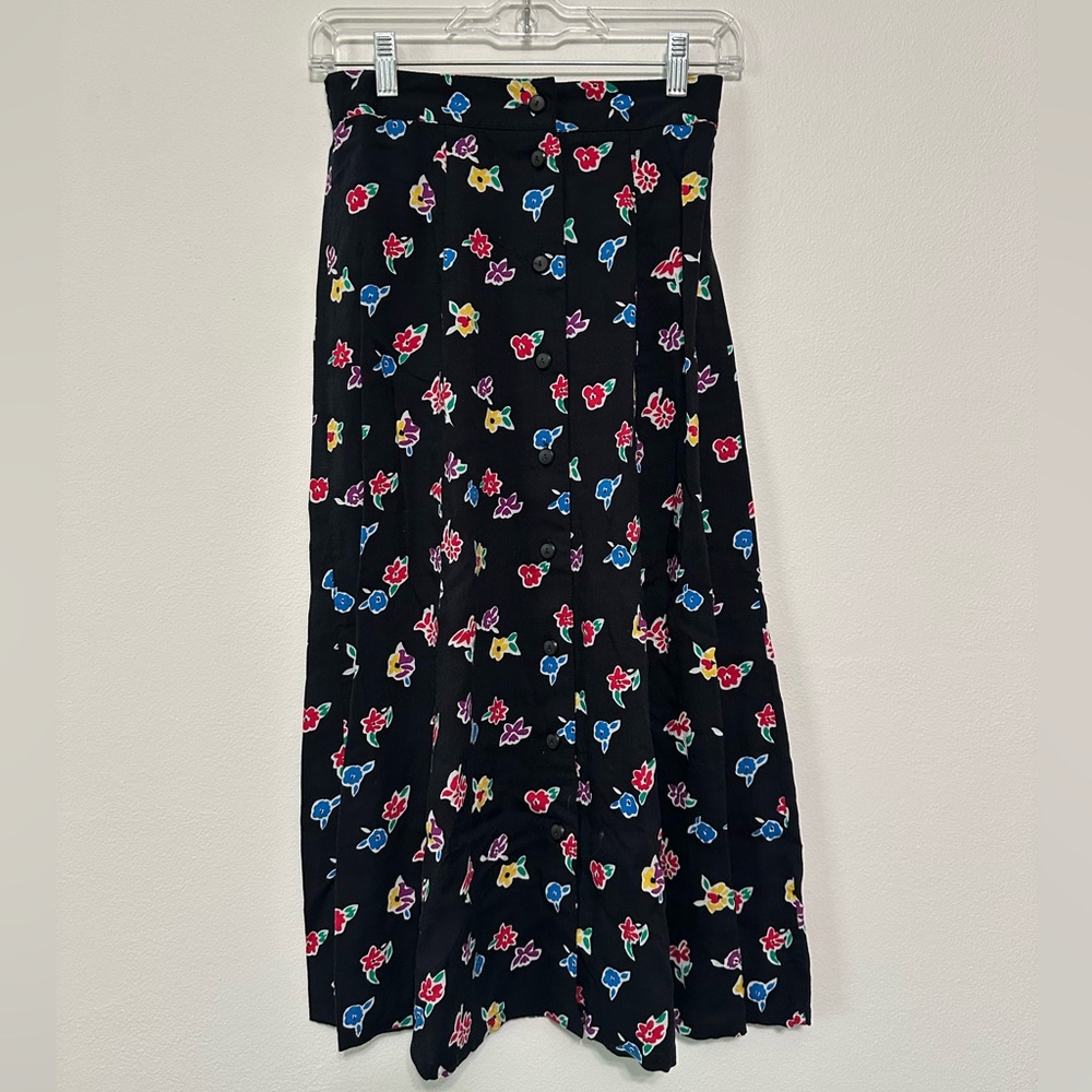 Sag Harbor Petite colorful floral button down skirt - Vintage Size Small